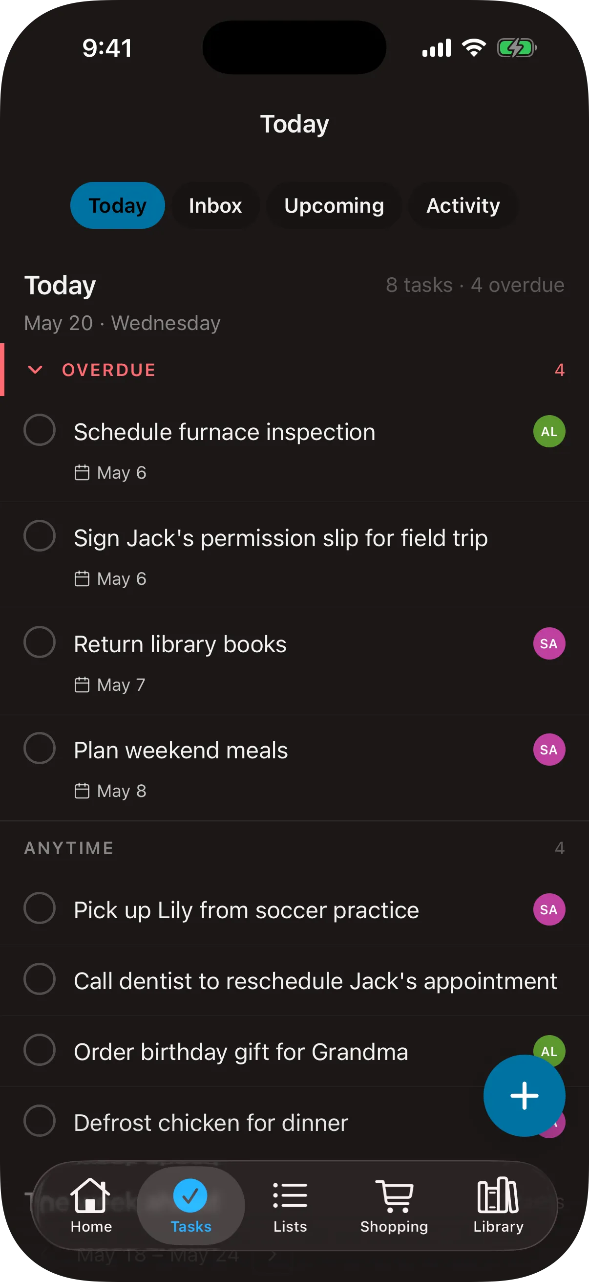 Tasks view