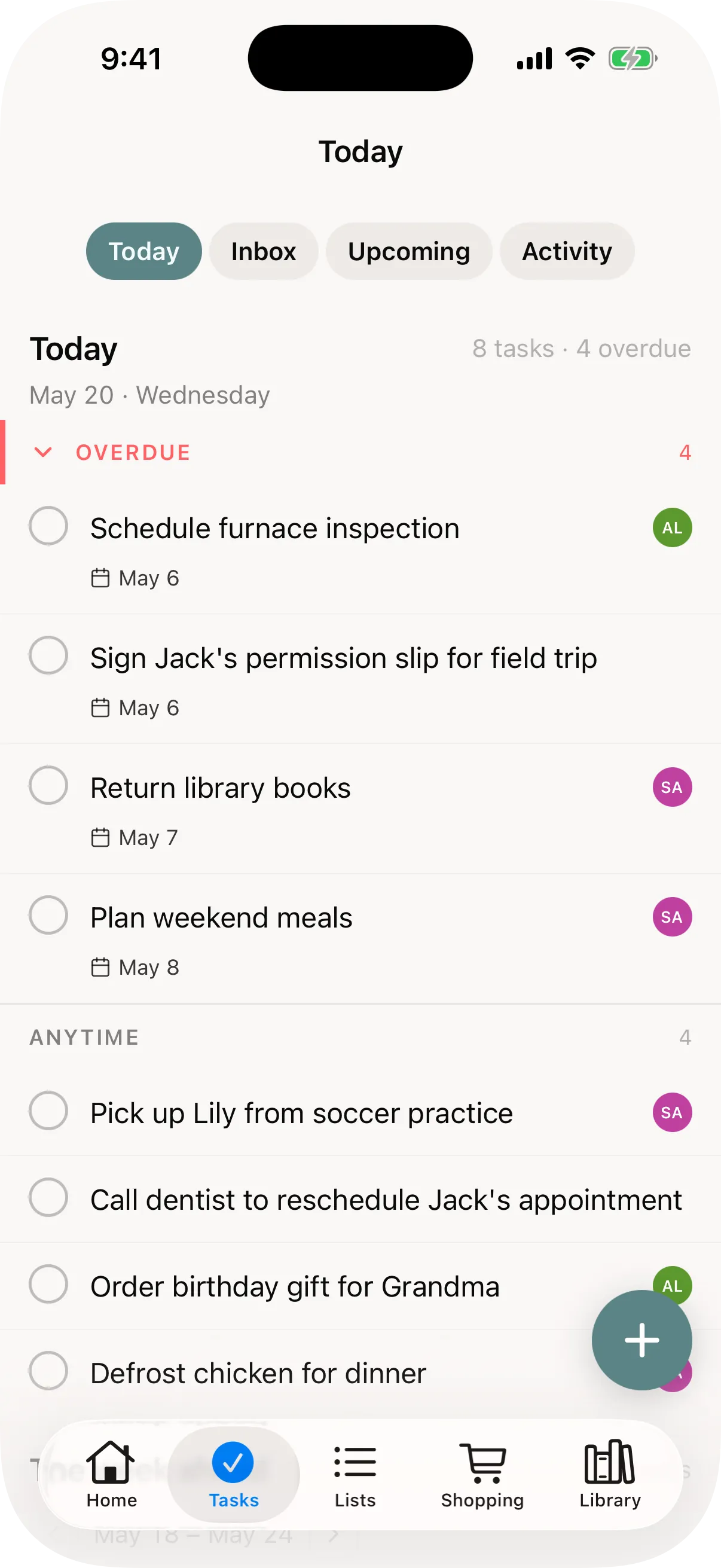 Tasks view